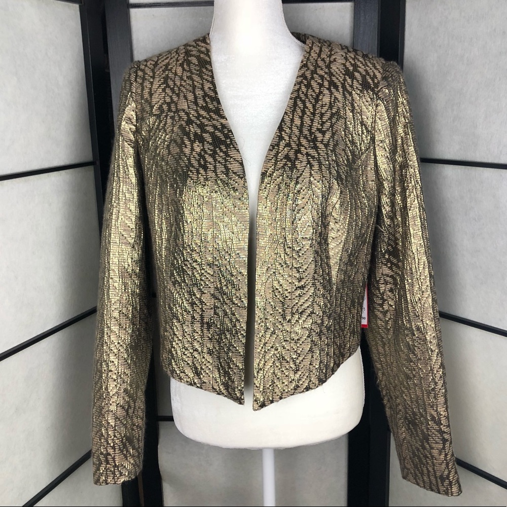 French Connection Gold Metallic Jacket Cardigan